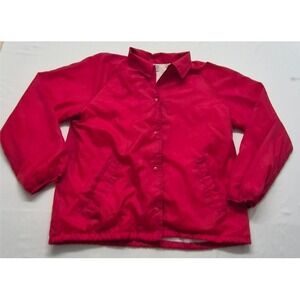 VTG SEARS‎ men's Red full snap button up windbreaker jacket faux fur lined LG